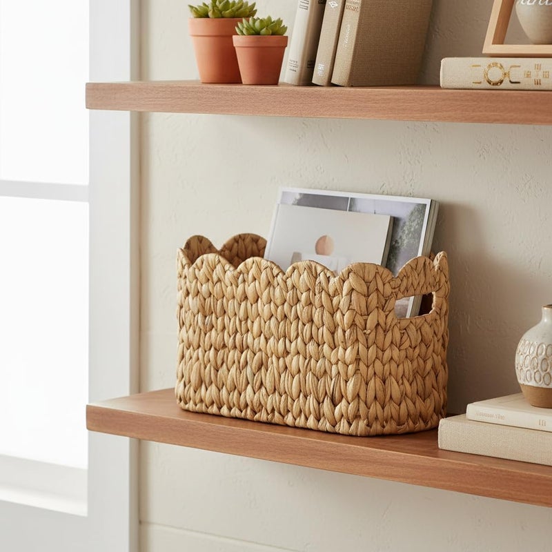 Coeusy Toilet Paper Storage Basket,Scalloped Wicker Basket for Bathroom Organizers and Storage,Hand-Woven Rattan Bathroom Decor Accessories,Natural Water Hyacinth - Image 5